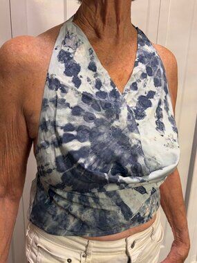 Free People Blue Tie-Dye Halter Top Small